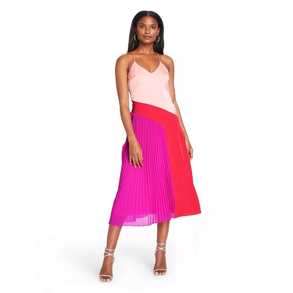 Cushnie Colorblock Pleated Dress